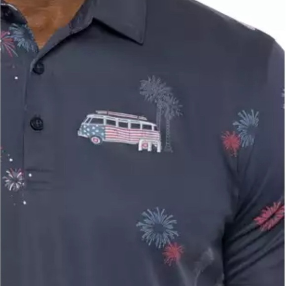 Men’s new size S small TravisMathew Firework Display Golf Polo Shirt blue red XL - Picture 4 of 11